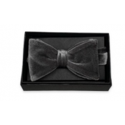Grey Velvet Couture Bow Tie